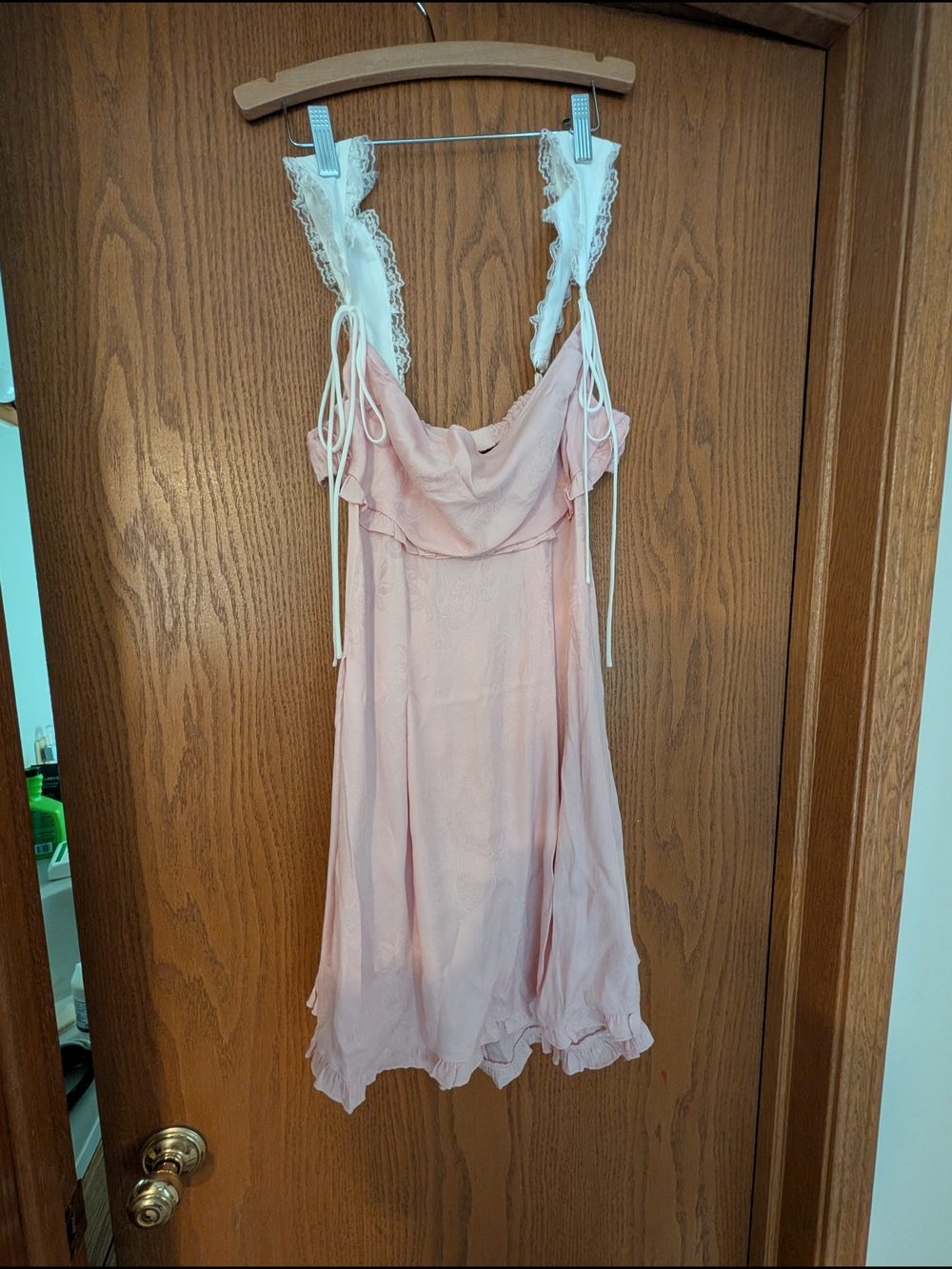 For Love And Lemons Lace-Trim Pink Slip Mini Dress